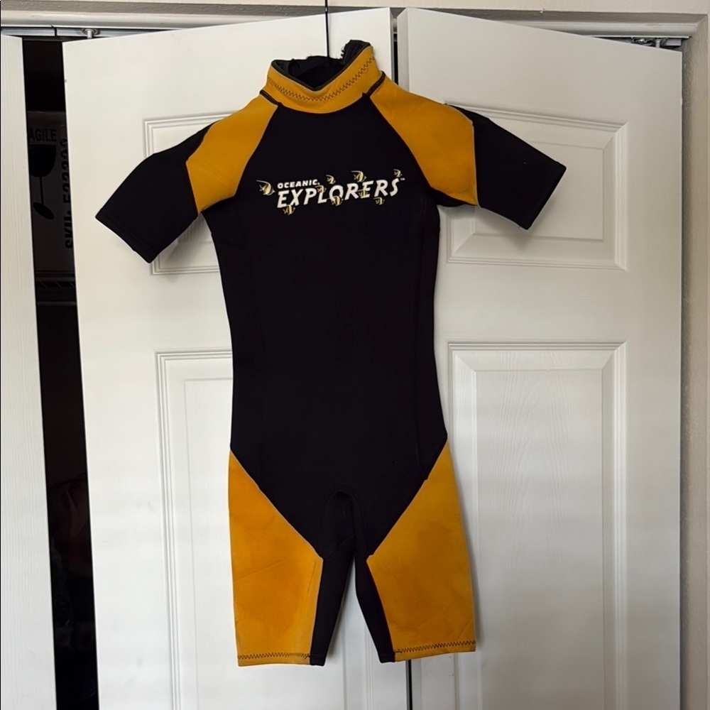 Black and Orange wet suit with High Collar